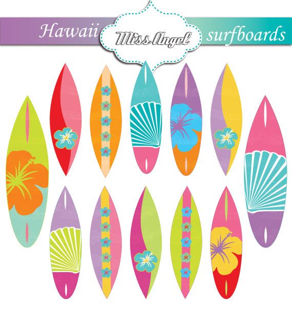 Hawaii Surfboards CLIP ART,