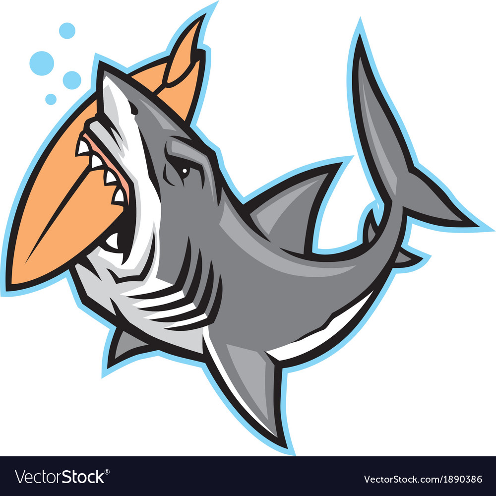 Shark bite a surfboard
