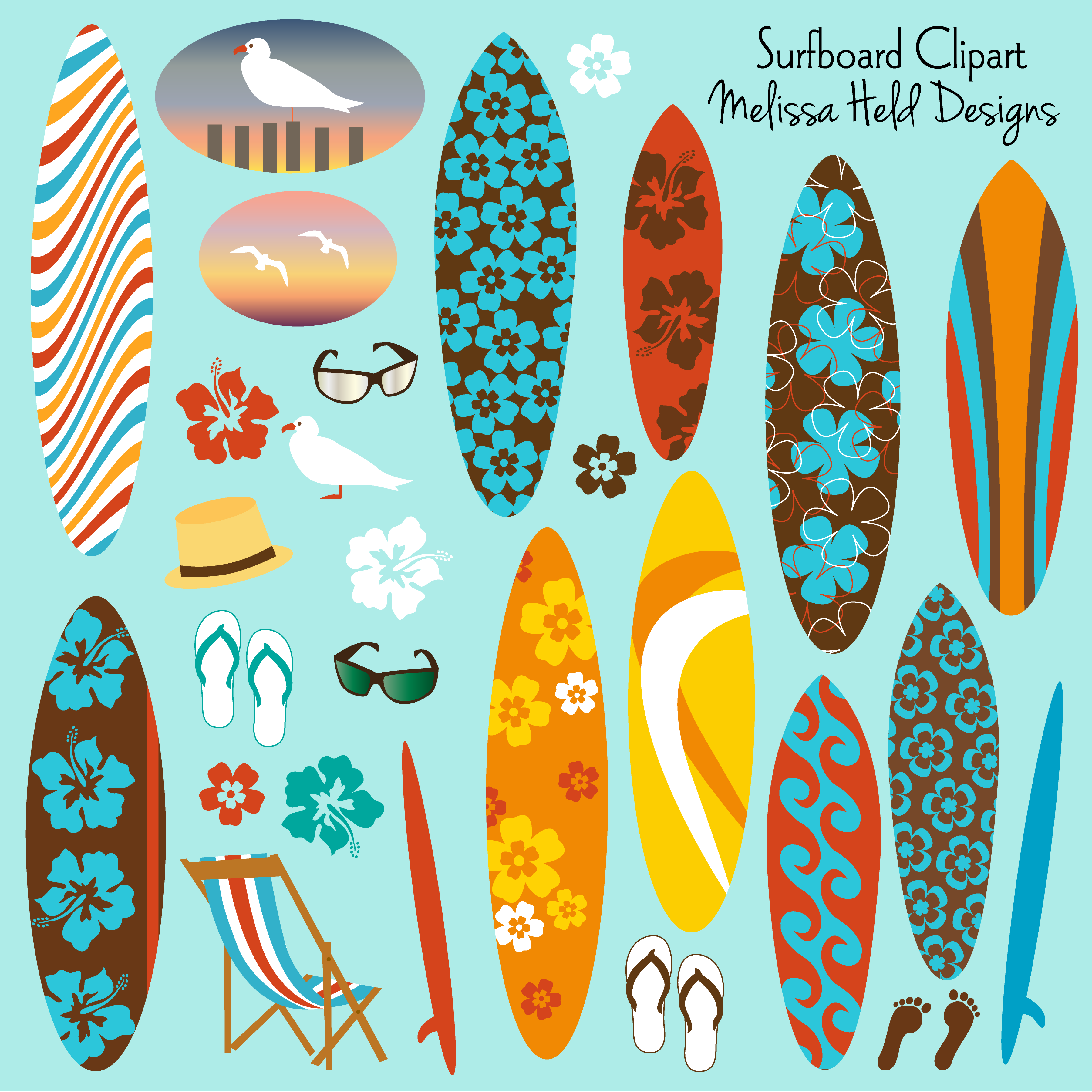 surfboard clipart tropical