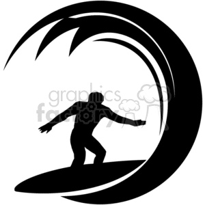 Surfer surfing a huge wave clipart