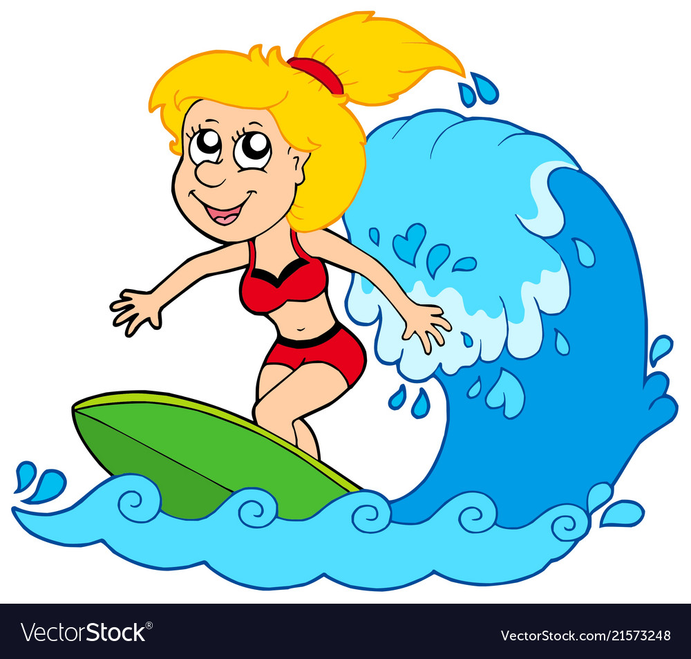 Cartoon surfer girl.