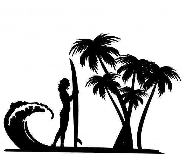 Surfer Palm Trees Clipart Free Stock Photo