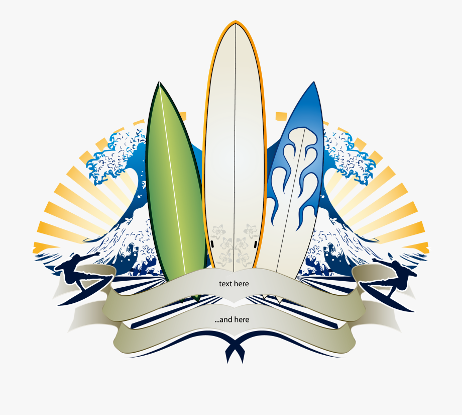 Big Wave Surfing Banner Surfboard Clipart , Png Download