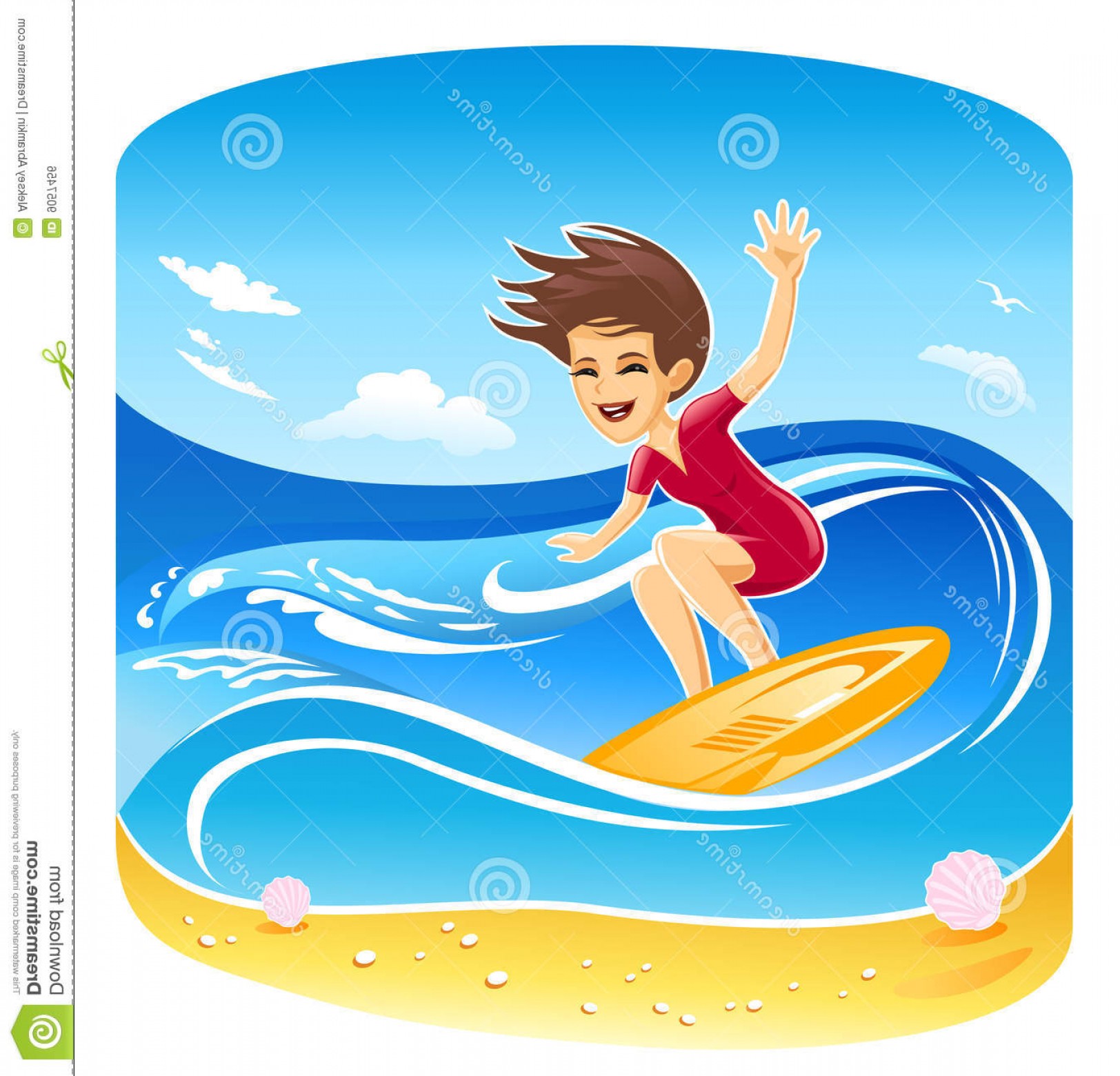 Royalty Free Stock Image Girl Surfer Vector Image