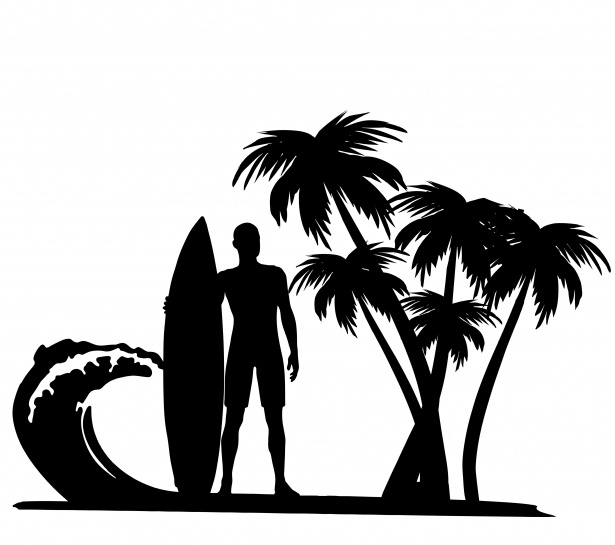 Surfer Palm Trees Clipart Free Stock Photo