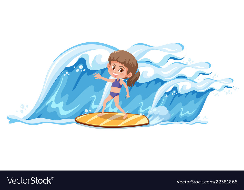 A girl surfing the big wave