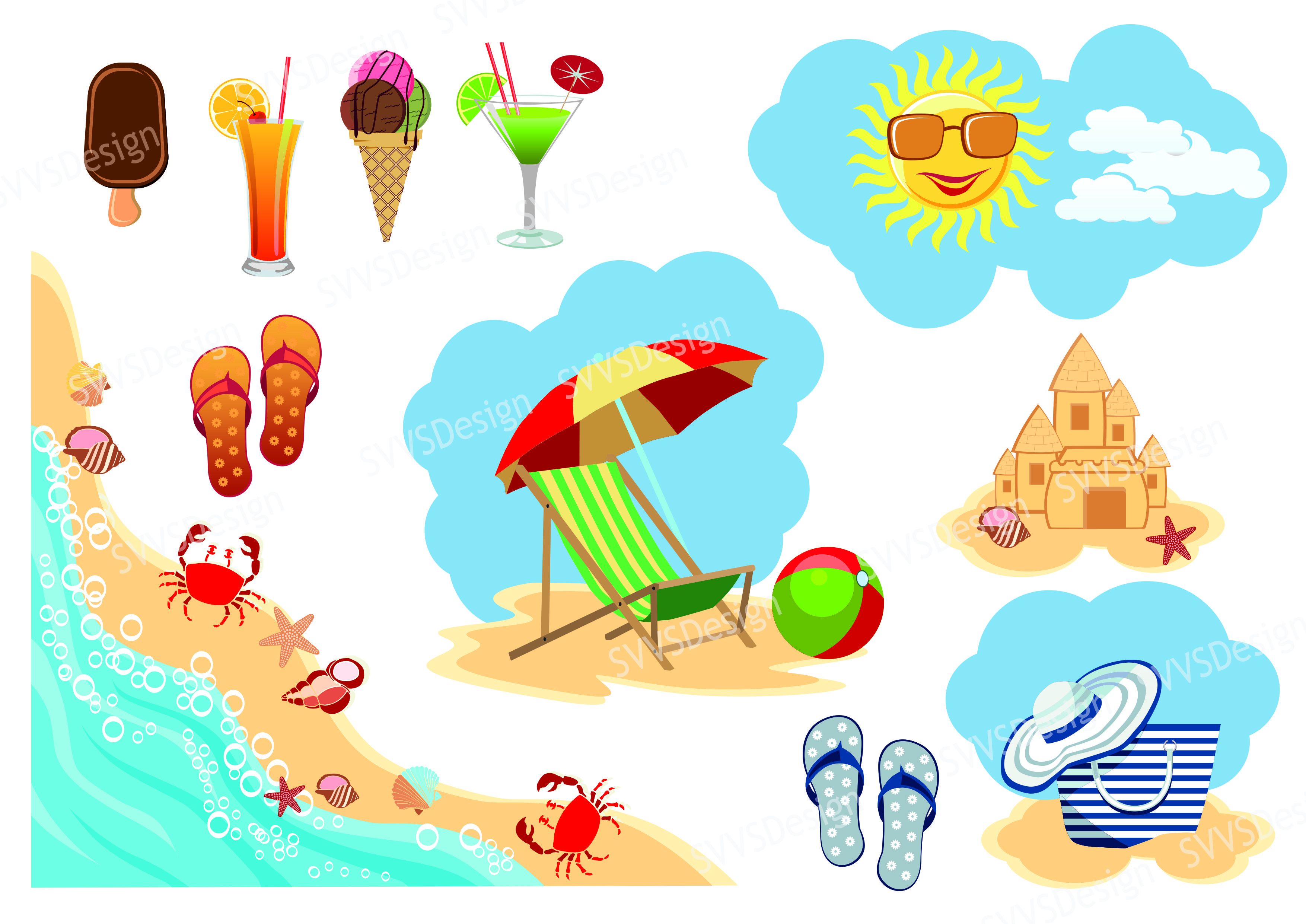 Summer Beach, Clipart, Vector, SVG, PNG