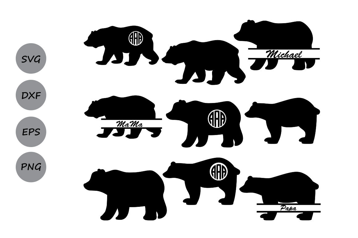 Bear Svg Cut File, bear monogram Svg, Bear clipart, svg, eps