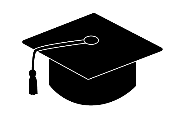 Black graduation cap.