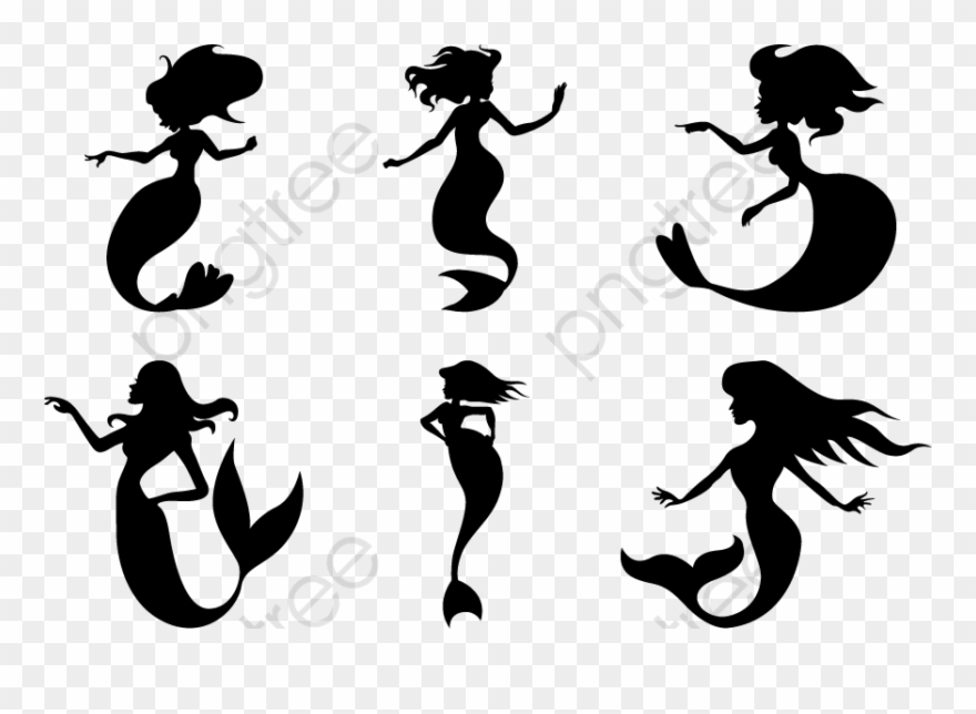 Black And White Mermaid Silhouette Mermaid Clipart
