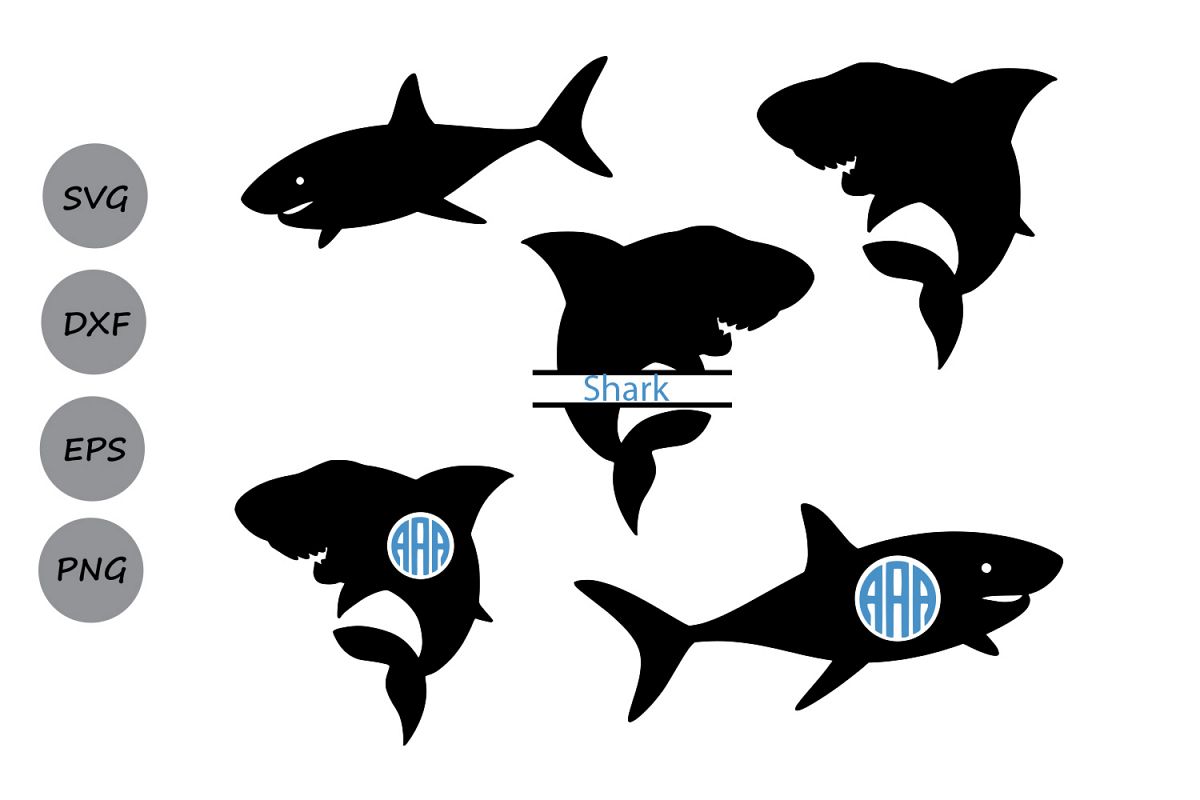 Shark svg silhouette, shark monogram svg, shark clipart, Shark SVG File  Cutting file, Svg For Silhouette, Svg For Cricut, svg, dxf, eps