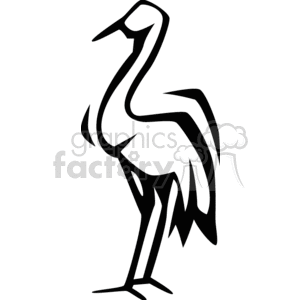 Black and white abstract of water bird clipart