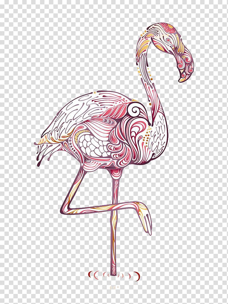 Drawing flamingo abstract.
