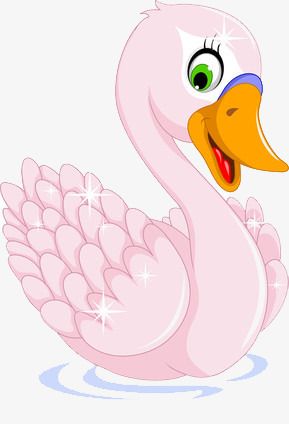 Pink Cartoon Swan, Cartoon Clipart, Pretty, Eye PNG