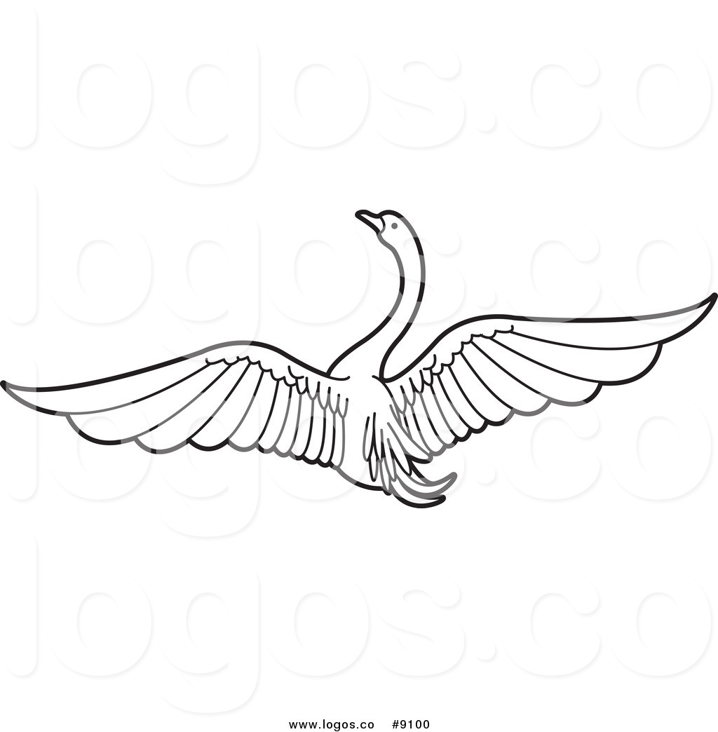 Royalty Free Clip Art Vector Logo of a Black and White Swan