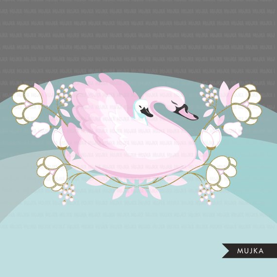 Pink swan clipart.
