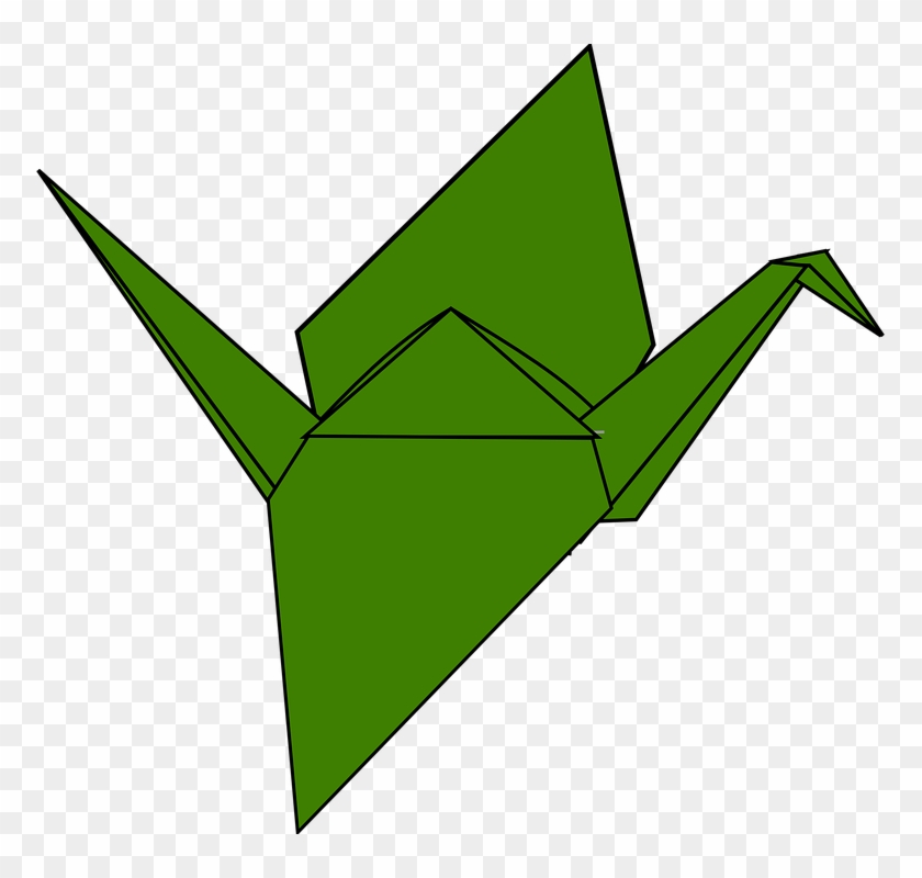 Origami crane green.