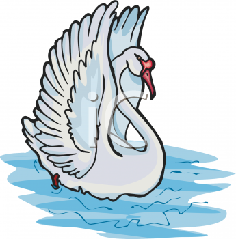Clip art Image of a Beautiful Swan with Wings Spread