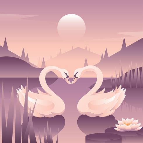 Swans Love Vector