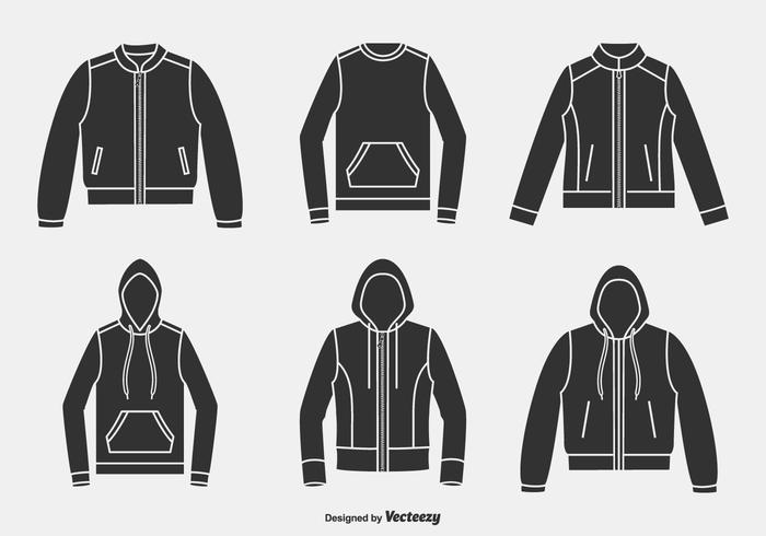 Silhouette Jackets, Hoodies And Sweaters Vector Icons