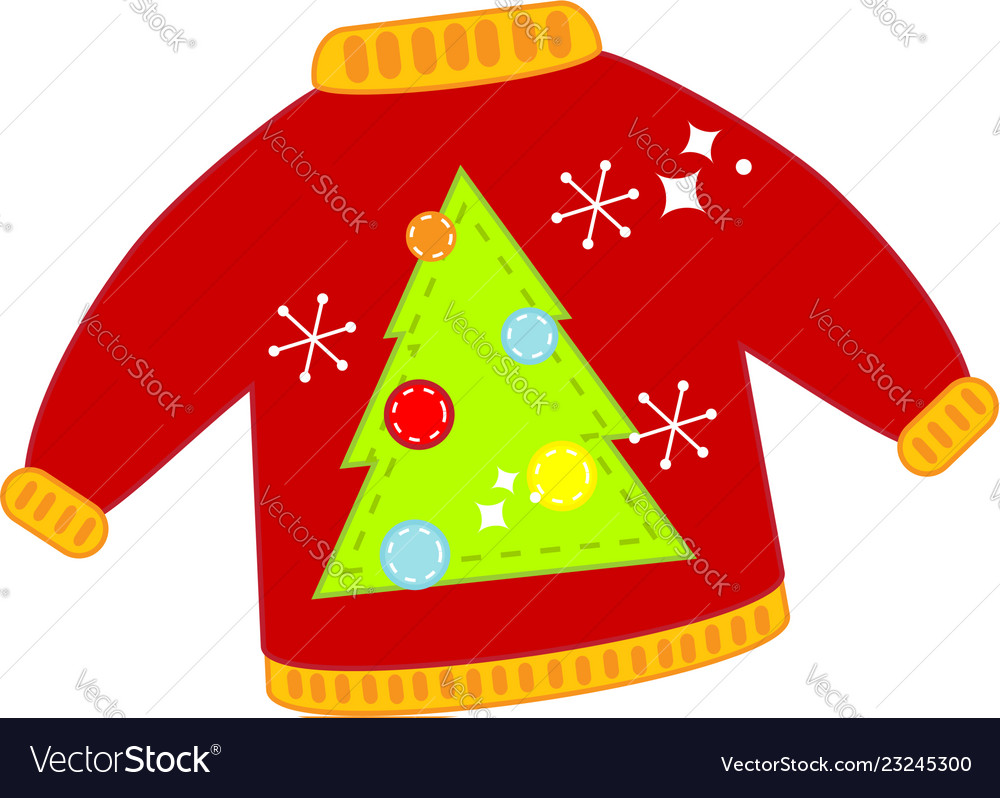 Red christmas ugly sweater isolated clip art