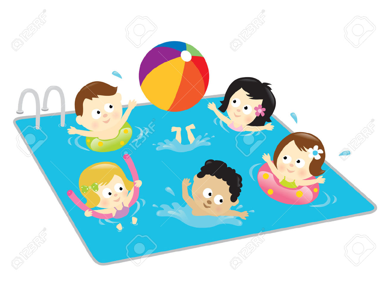 Kids swimming clipart.