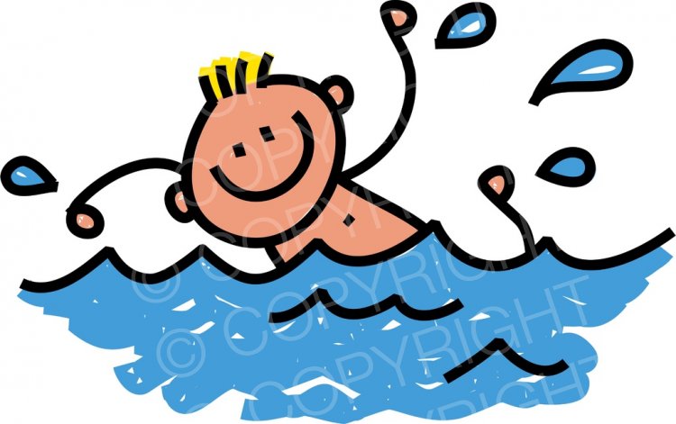 Happy cartoon swimming.