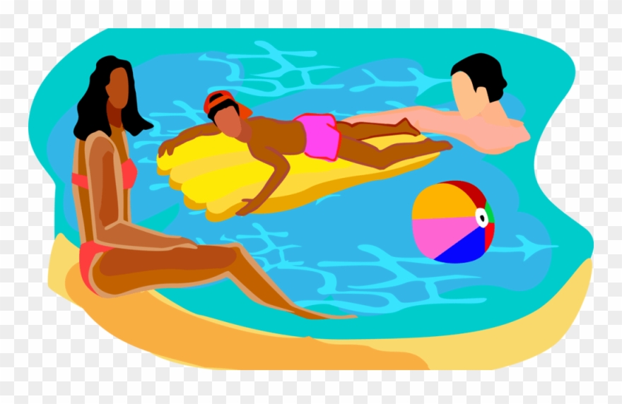 Family Swim And Relax Vector Image Clipart