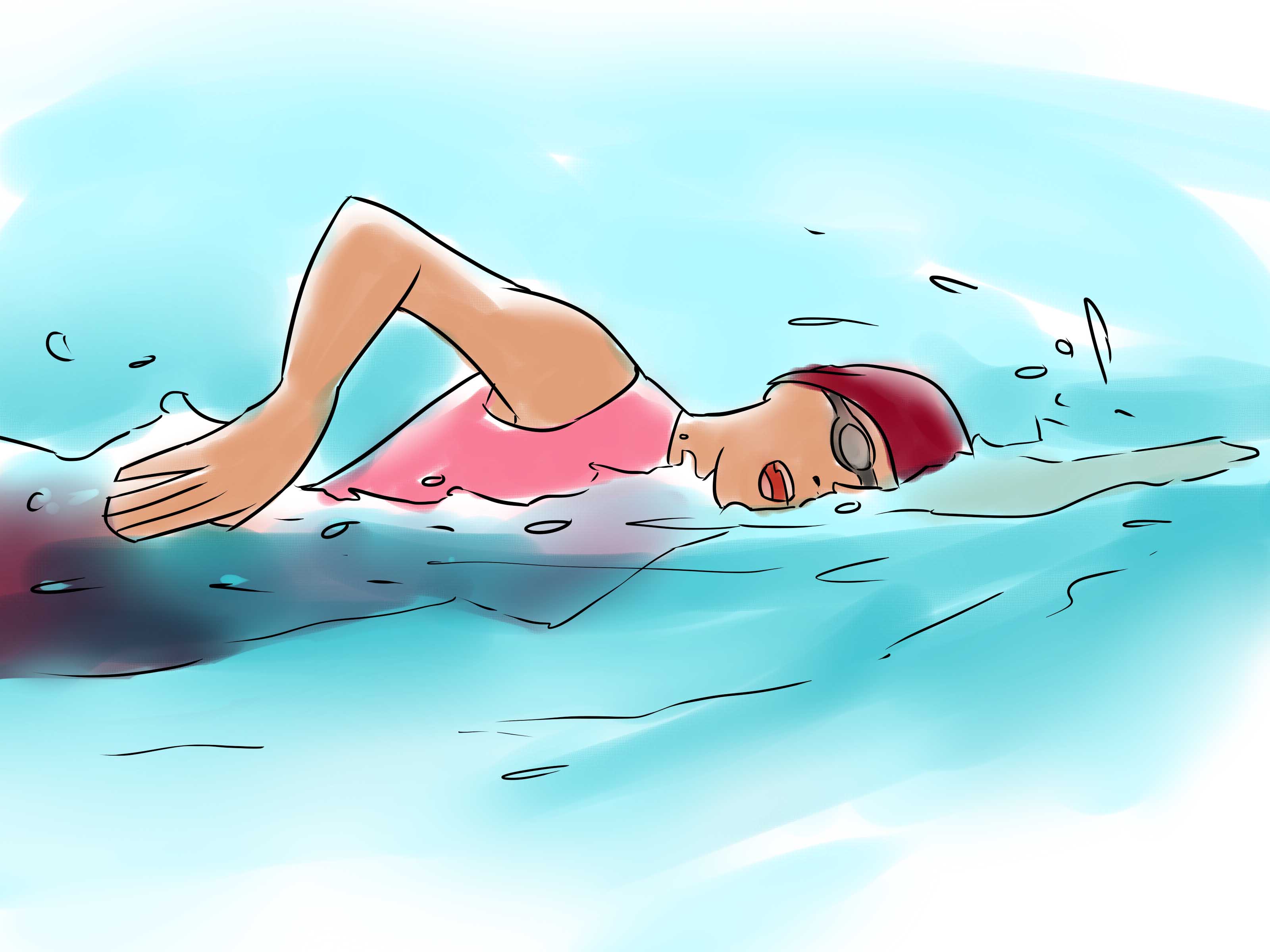 Free girl swimming.