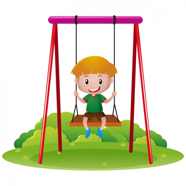 Boy playing in a swing Vector