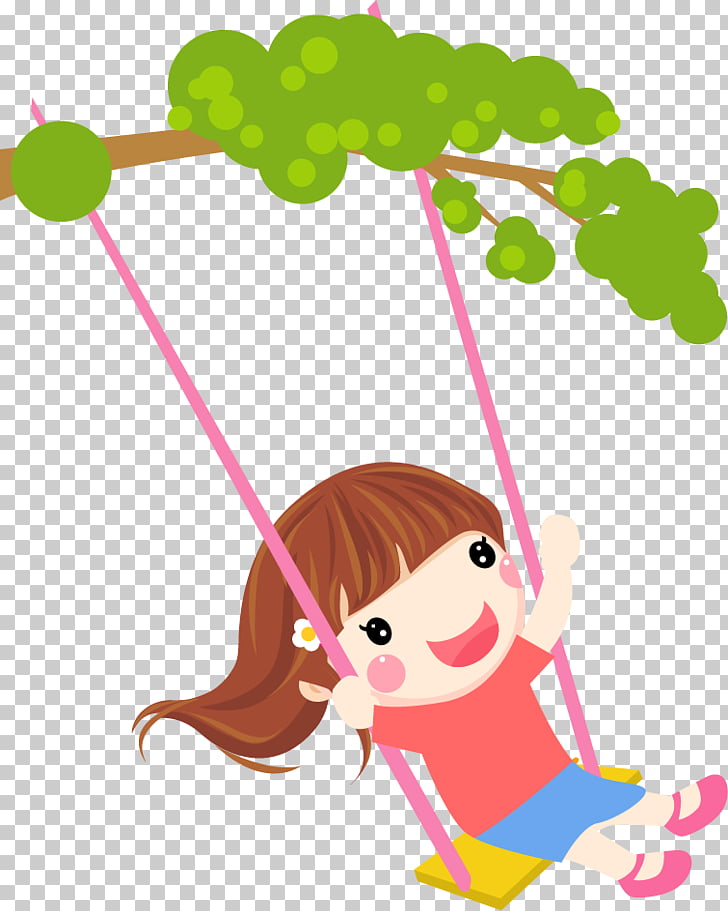 Drawing Animation Avatar, Cartoon cute little girl swing PNG
