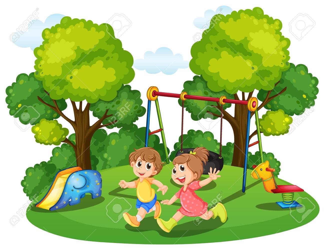 Swing Clipart two kid