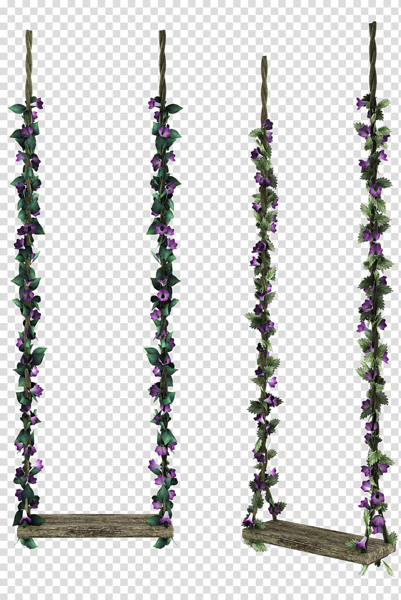 UNRESTRICTED Purple Flowers Swing, two brown swings