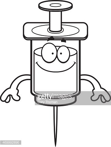 Happy Cartoon Syringe Clipart Image