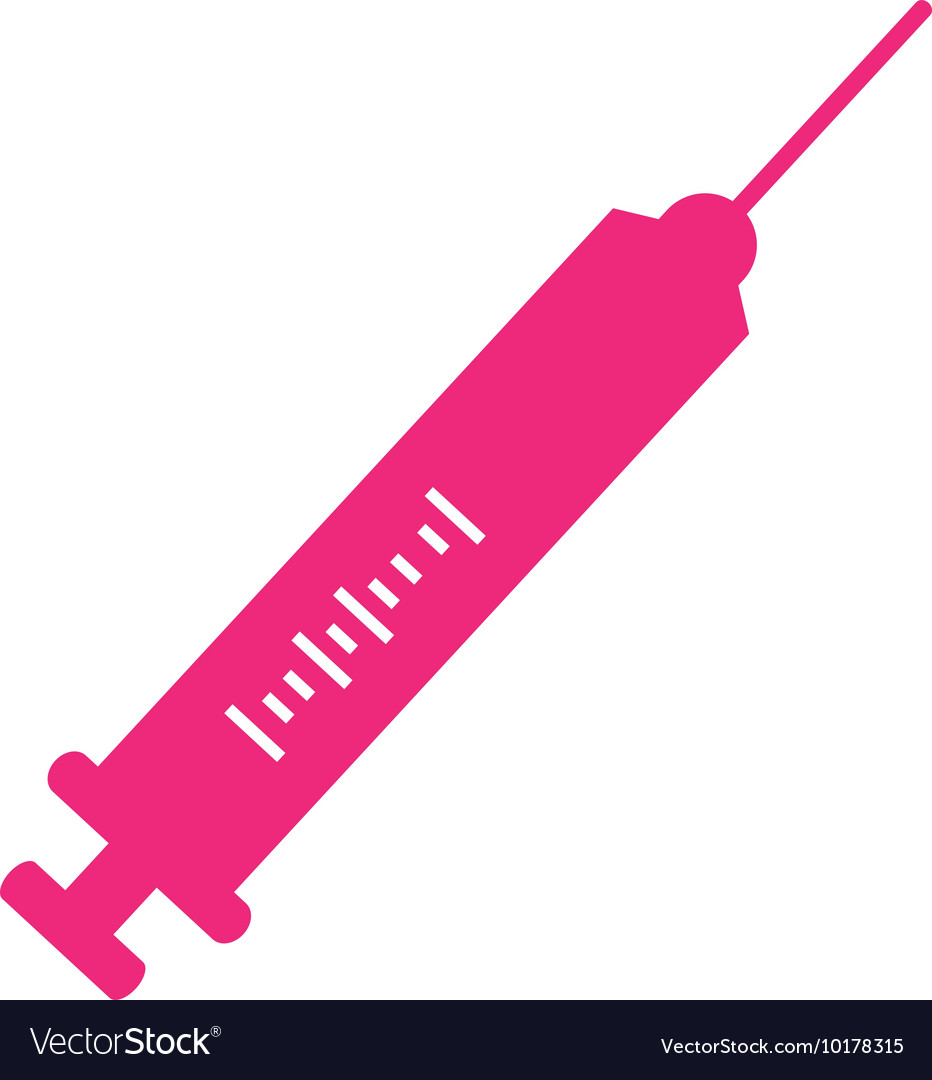Medical syringe needle pink icon