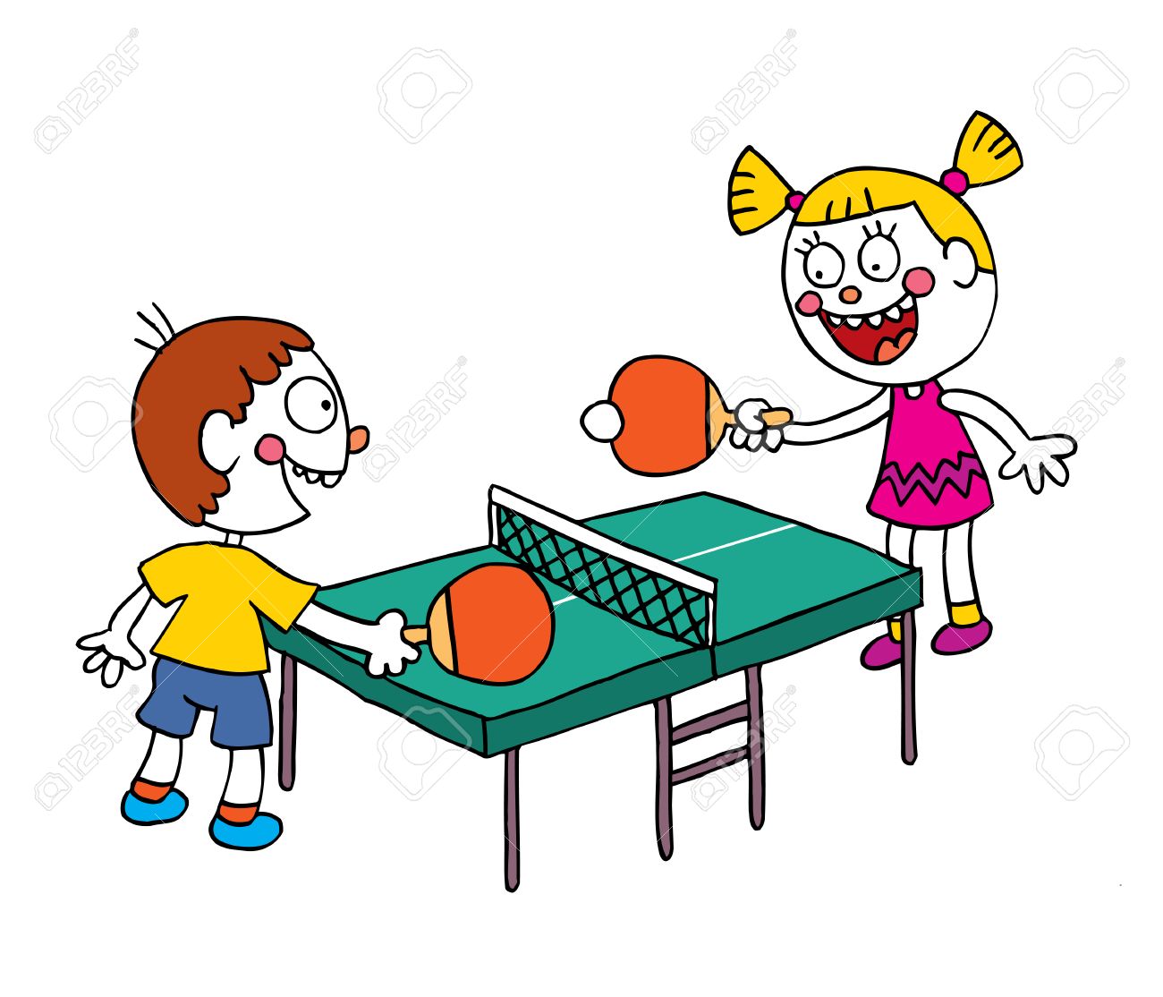 Playing table tennis clipart
