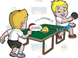 Two Boys Playing Table Tennis