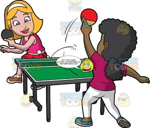 Two Female Friends Having Fun While Playing Table Tennis