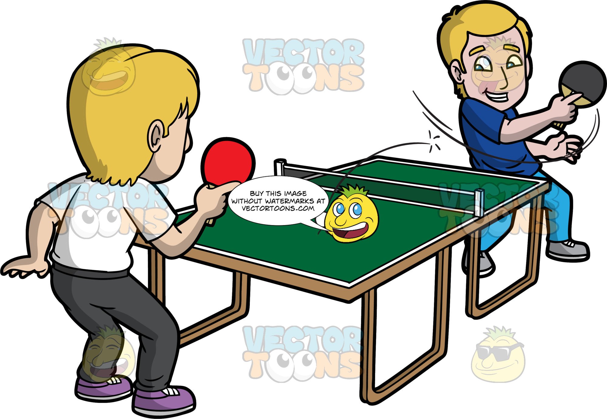 Two Male Friends Playing Table Tennis