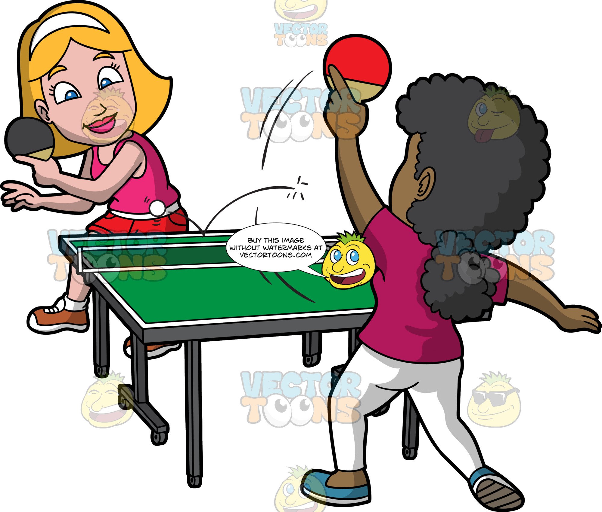 Two Female Friends Having Fun While Playing Table Tennis