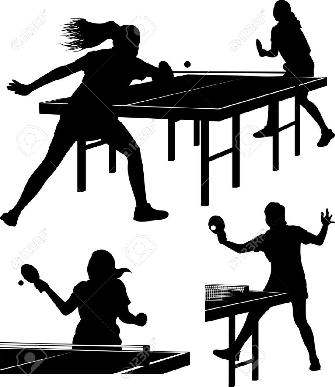 Table tennis clipart black and white