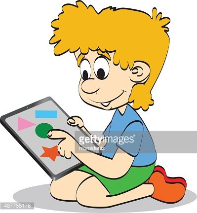 Boy playing tablet.