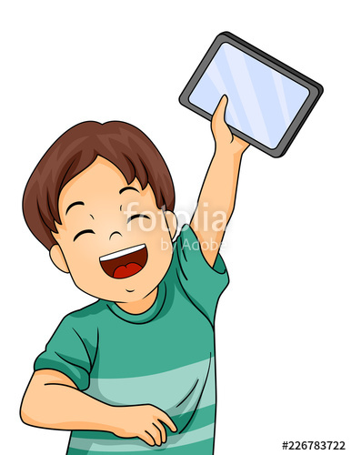 Kid Boy Tablet Happy Illustration