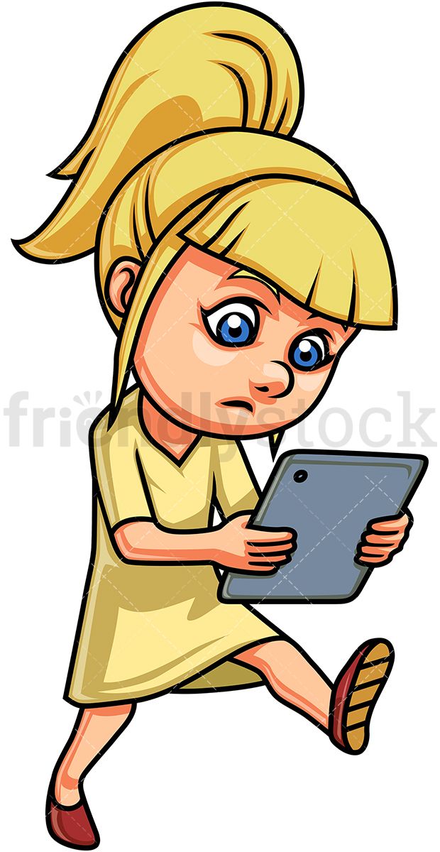 Distracted Little Girl Using A Tablet