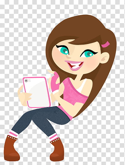 Girl using tablet.