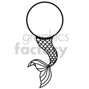 Black white mermaid tail frame cut file clipart
