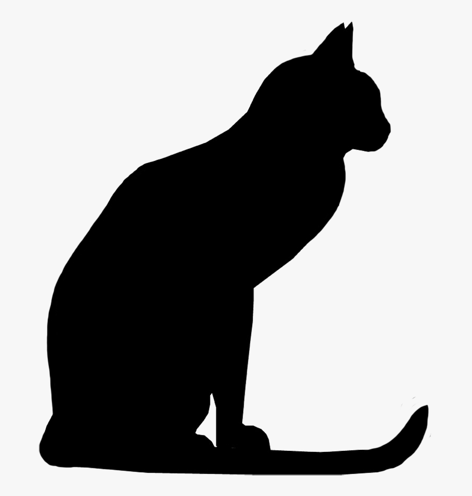 Attentive Cat Silhouette, Cat With Long Tail Silhouette