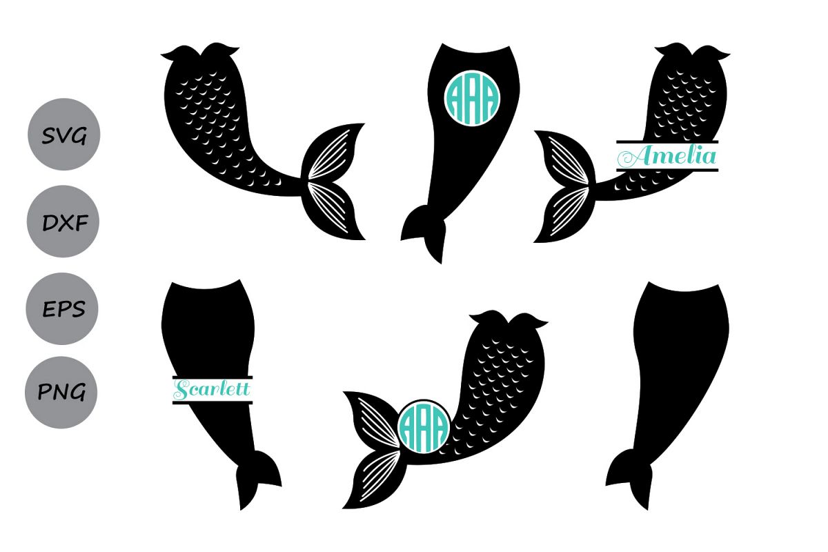 Mermaid Tail SVG, Mermaid Monogram SVG, Mermaid Svg, Mermaid Tail Clipart,  Fish Svg, Mermaid Silhouette, Cricut Files, svg, dxf, eps, png