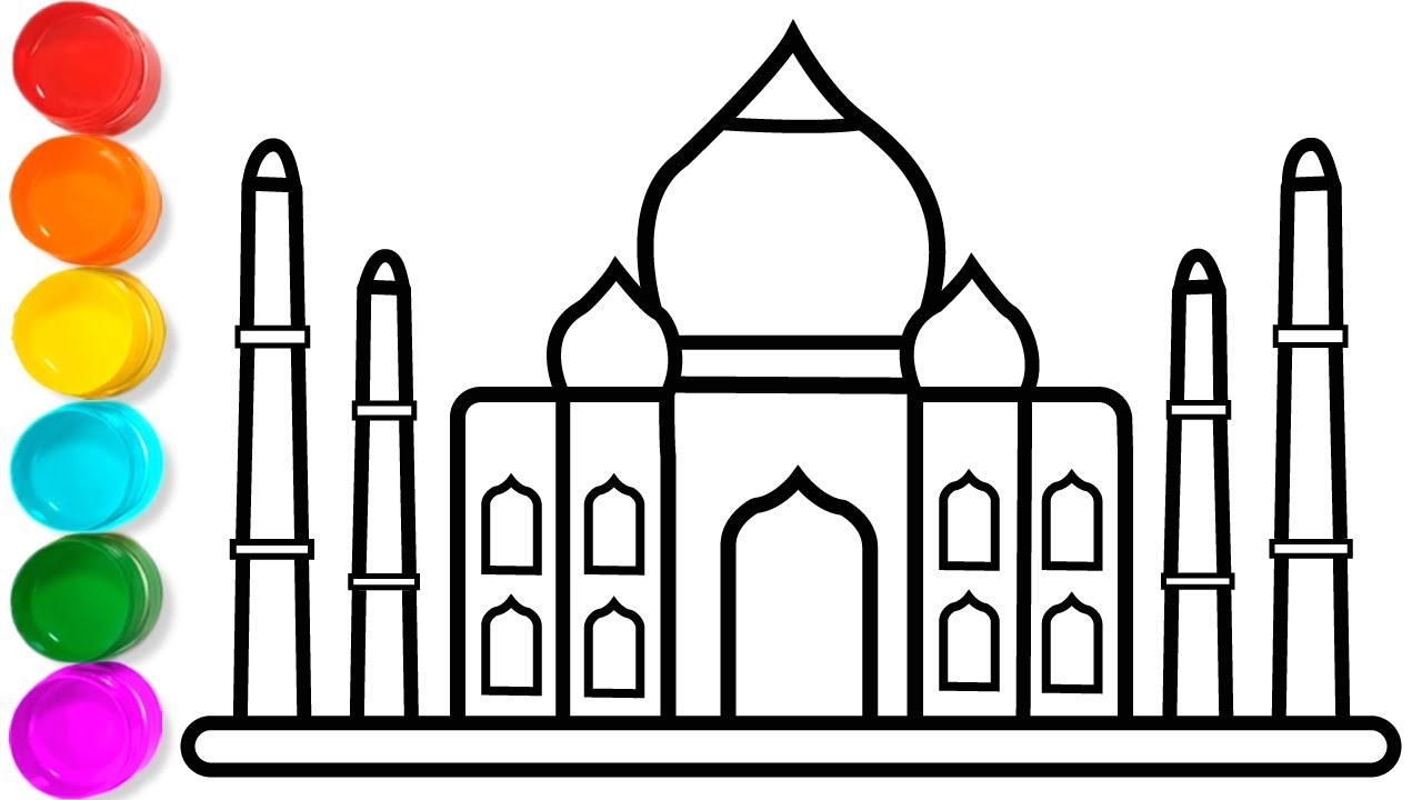 HOW TO DRAW TAJ MAHAL COLORING PAGES FOR KIDS