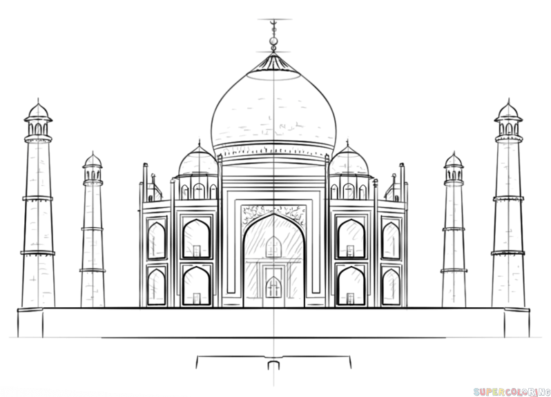 How to draw the Taj Mahal step by step